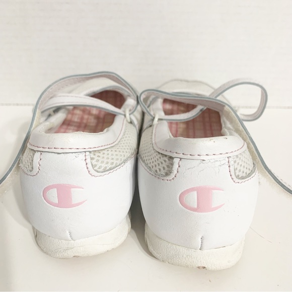 Champion White Leather and Mesh Slip On Strappy Sneakers Velcro Closure Sporty - Picture 5 of 12